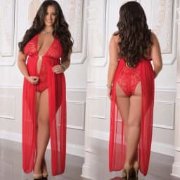 . Zipper Crotch Teddy Gown - Black - Size, image 2