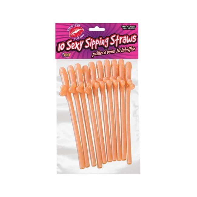 10 Sexy Sipping Straws Beige Pecker - Image 1