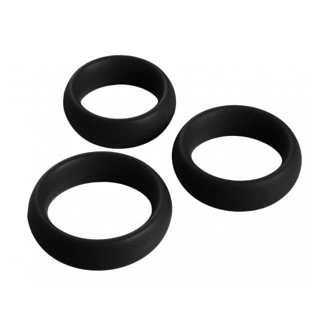 3 Piece Silicone C Ring Set - Black - Image 1