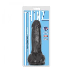 6 Inch Slim Dildo with Balls - Black, image 2