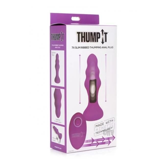 7x Slim Ribbed Thumping Silicone Anal Plug - Image 1