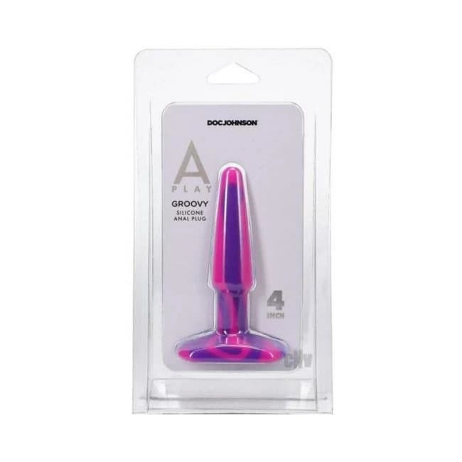 A-play Groovy 4 In. Silicone Anal Plug Berry - Image 1