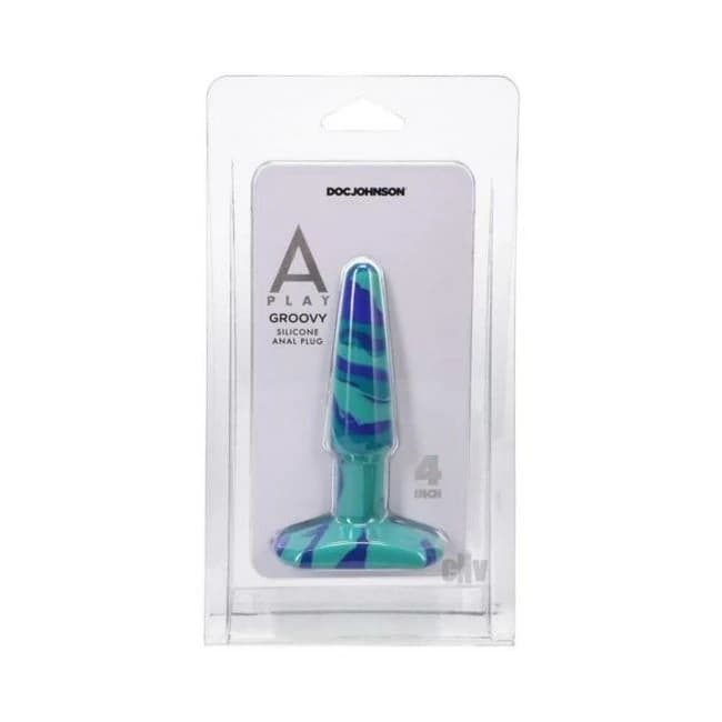 A-play Groovy 4 In. Silicone Anal Plug Ocean - Image 1