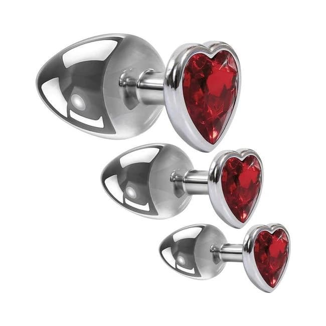 Adam & Eve Three Hearts Gem Anal Plug Set - Image 1