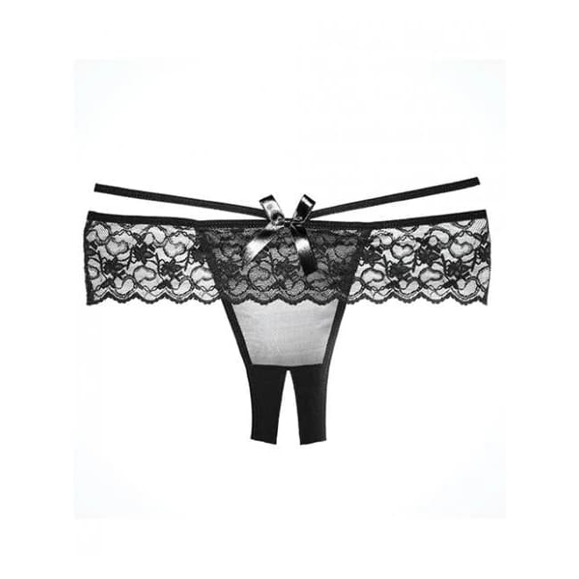 Adore Angel Crotchless Panty Black O/s - Image 1