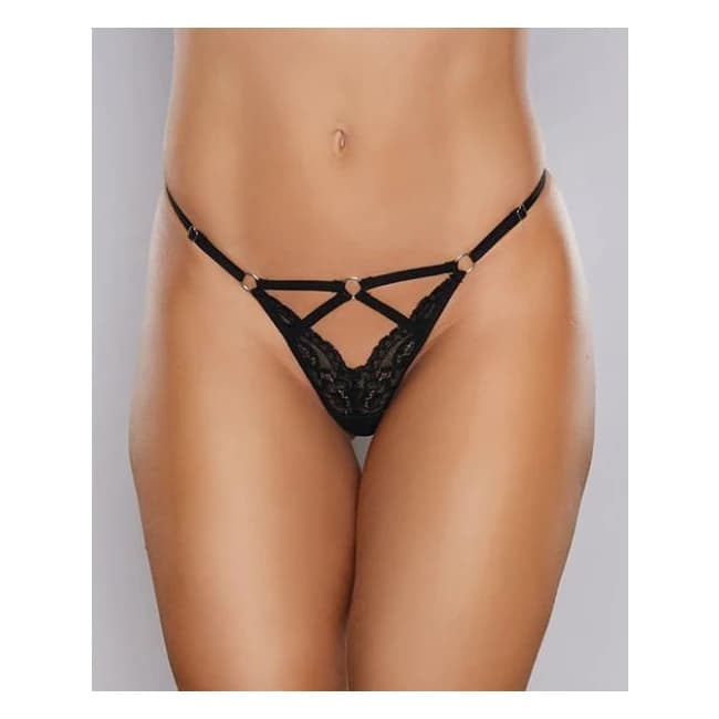 Adore Do Not Disturb Lace Thong Black O/s - Image 1