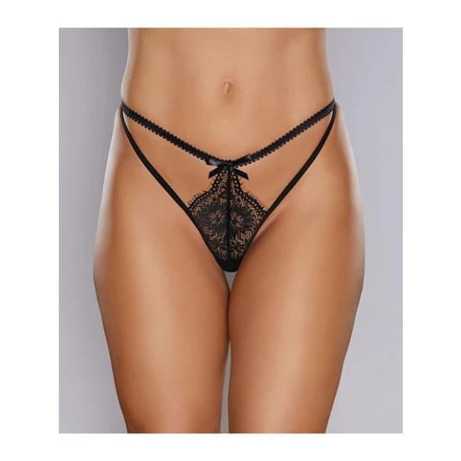 Adore Dreaming Lace Thong Black O/s - Image 1