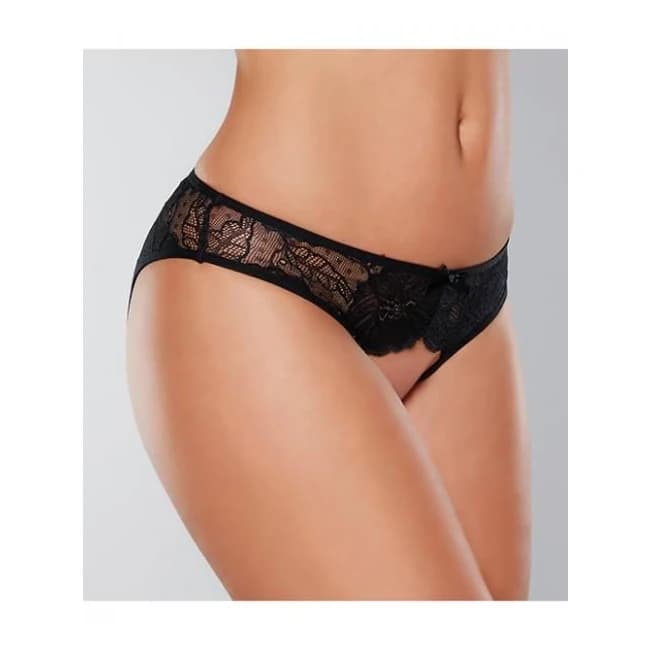 Adore Kiss Mesh & Lace Open Panty Black O/s - Image 1