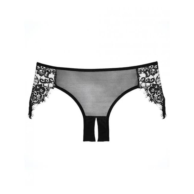 Adore Lavish & Lace Crotchless Panty Black O/s - Image 1