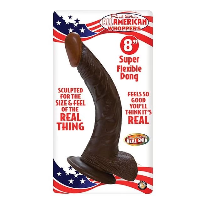 Afro American Whopper 8in W/balls Brown - Image 1