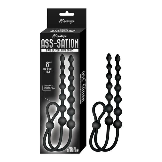 Ass-sation Dual Silicone Anal Beads Black - Image 1