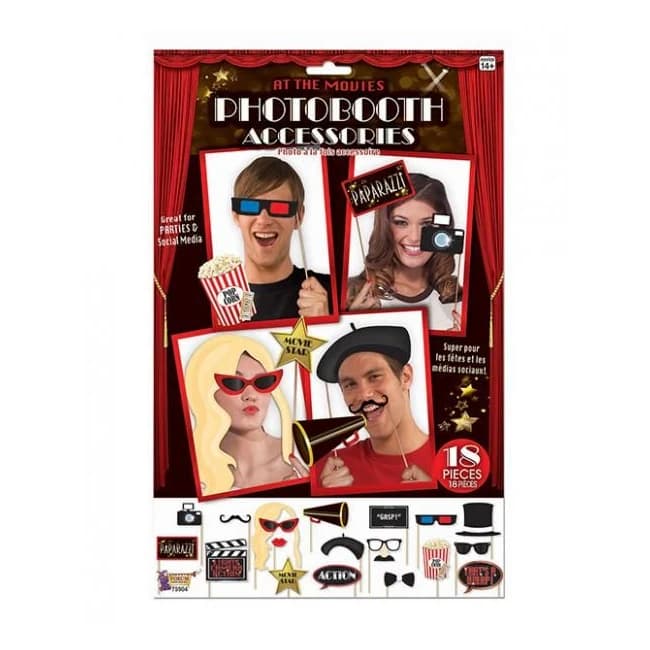 At the Movies Photo Booth Prop Kit  18 Pieces - Image 1