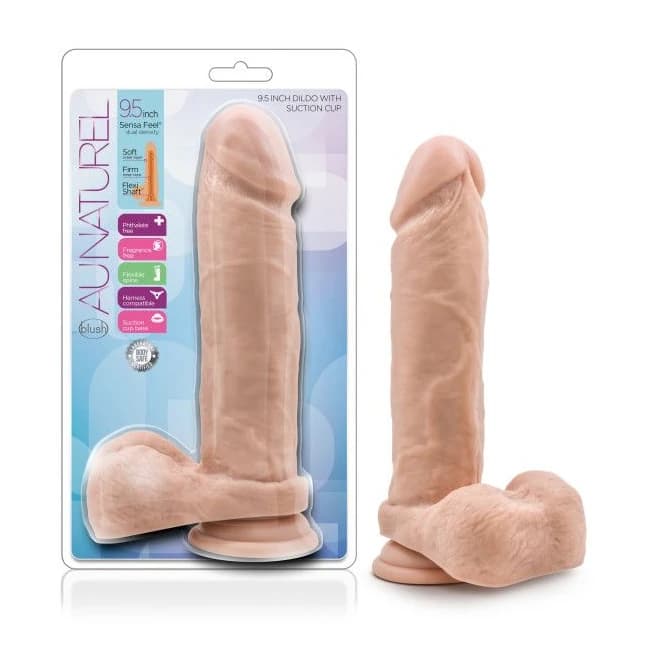 AU NATUREL 9.5 IN DILDO W/ SUCTION CUP VANILLA  - Image 1