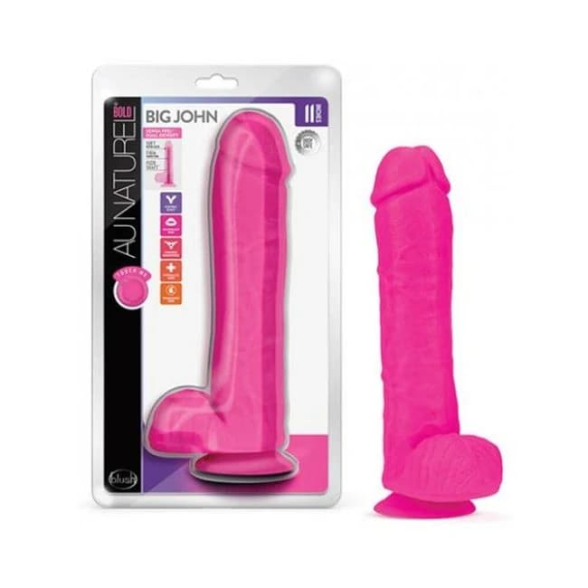 Au Naturel Bold Big John Dildo 11 In. Pink - Image 1