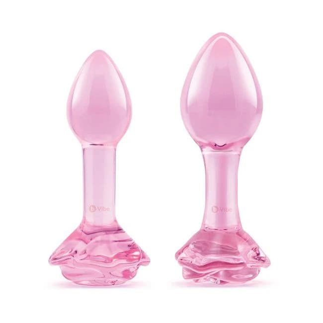 B-vibe Pink Roses Training Plug Set - Image 1