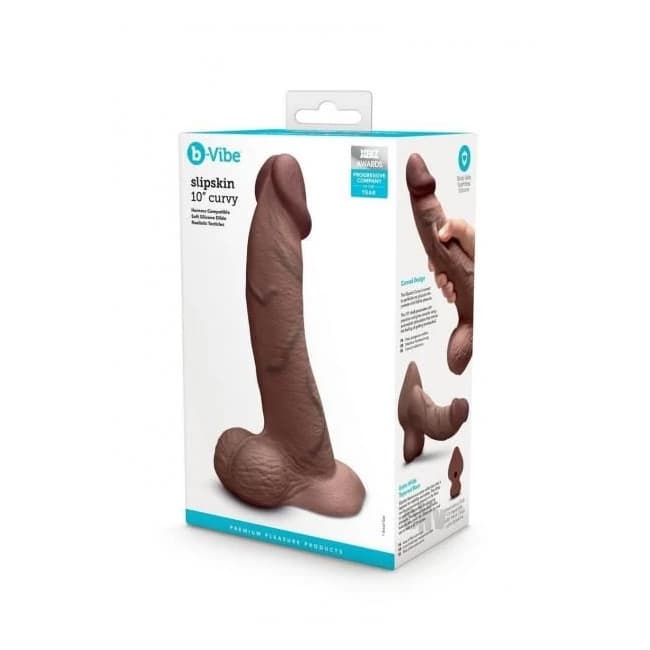 B-vibe Slipskin Dildo Curve 10 Brn - Image 1