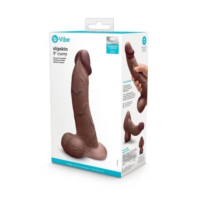 B-vibe Slipskin Dildo Curve 9 Brn - Image 1