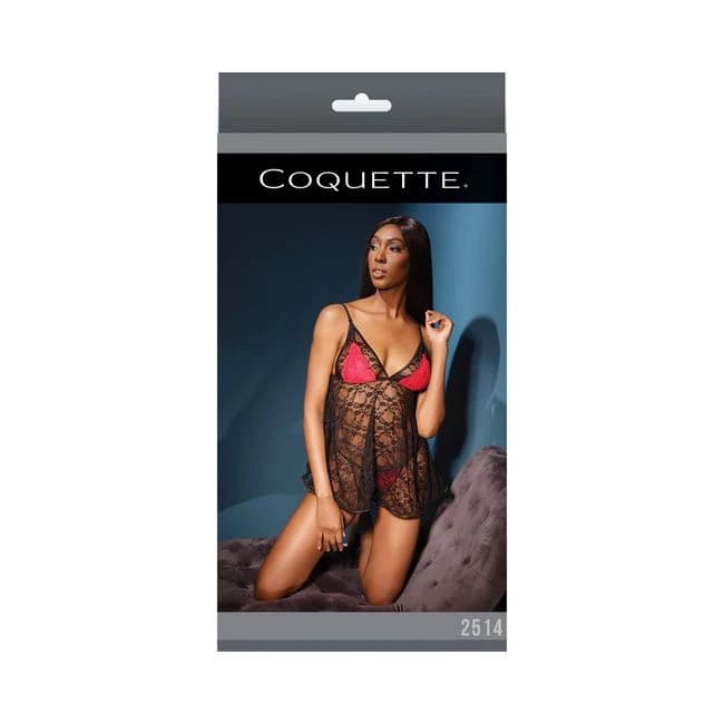 Baby Doll & G-string G-string Blk/red/fucia Os - Image 1
