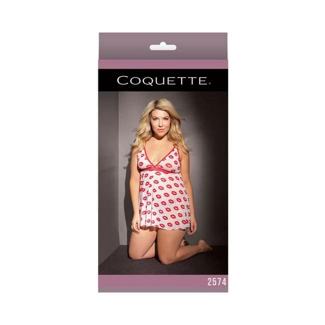 Babydoll and Thong White/red Xl - Image 1