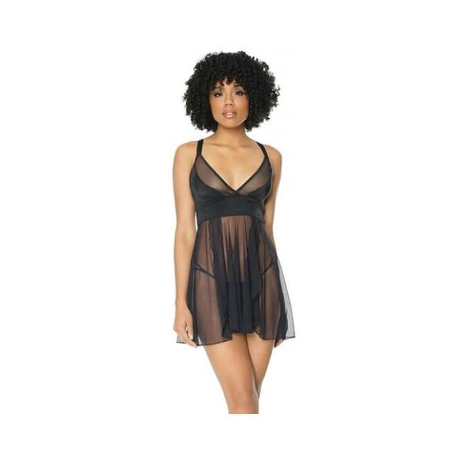 Babydoll & G-string Black Os Hanging - Image 1
