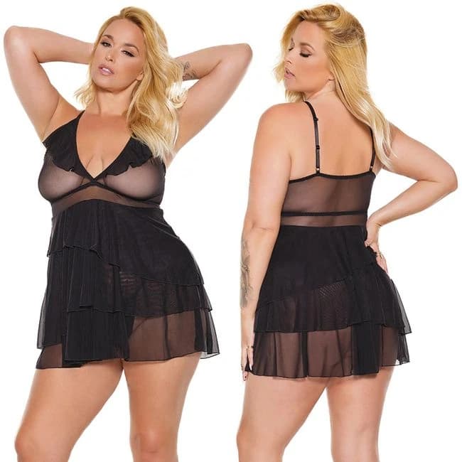 Babydoll & G-string-black O/s X - Image 1