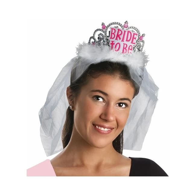 Bachelorette Bride to Be Tiara with Veil - Image 1