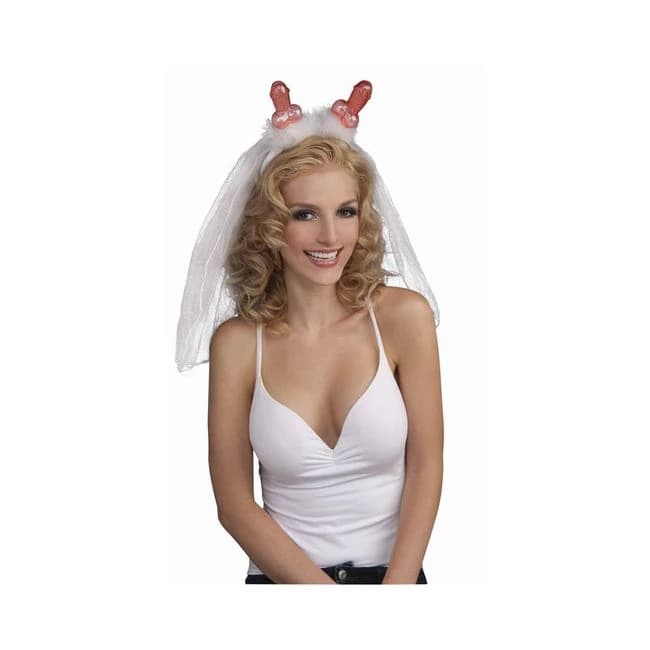 Bachelorette Penis Tiara with Veil (white) - Image 1