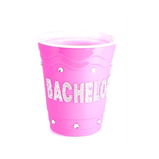 Bachelorette Pink Plastic Cup Clear Stones - Image 1