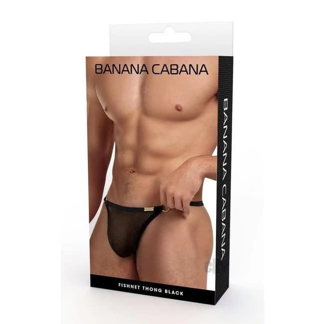 Banana Cabana Gstring Mesh Lg/xl Black - Image 1