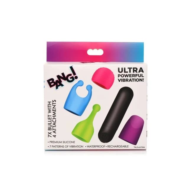 Bang! Rechargeable Bullet W/ 4 Attachments - Image 1