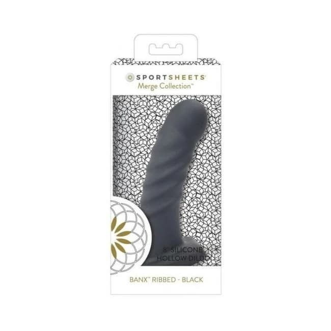 Banx Ribbed Hollow Dildo Black - Image 1