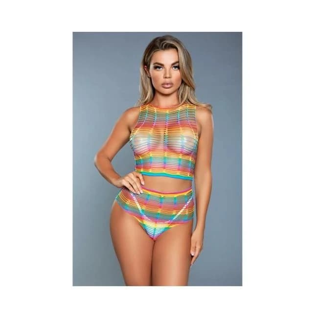 Bare It All Bodystocking Rainbow Os - Image 1