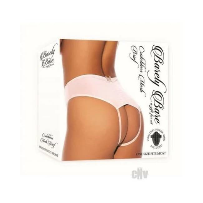 Barely B Crotchless Mesh Brief Os Peach - Image 1