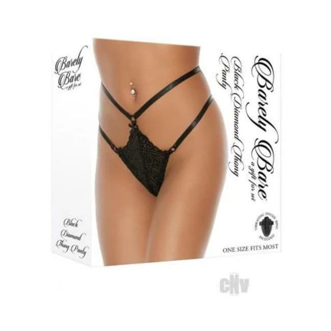 Barely Bare Black Diamond Thong Panty O/s - Image 1
