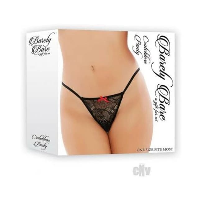 Barely Bare Crotchless Panty Black O/s - Image 1