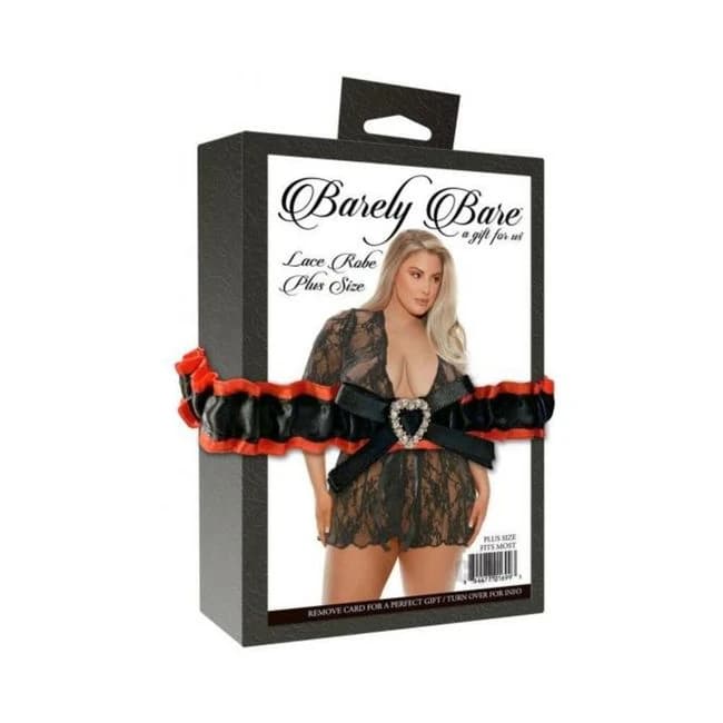 Barely Bare Lace Robe Plus Size Black - Image 1