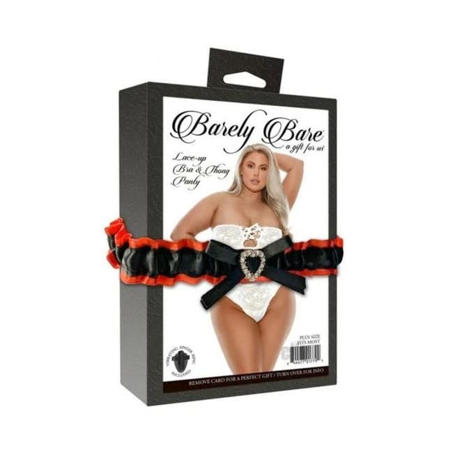 Barely Bare Lace-up Bra & Thong Panty White - Image 1