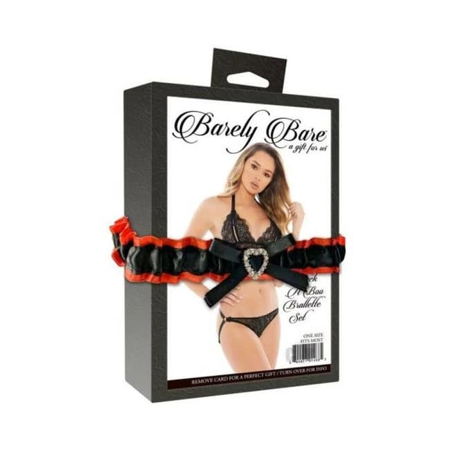 Barely Bare Peek-a-boo Bralette Set Black Os - Image 1