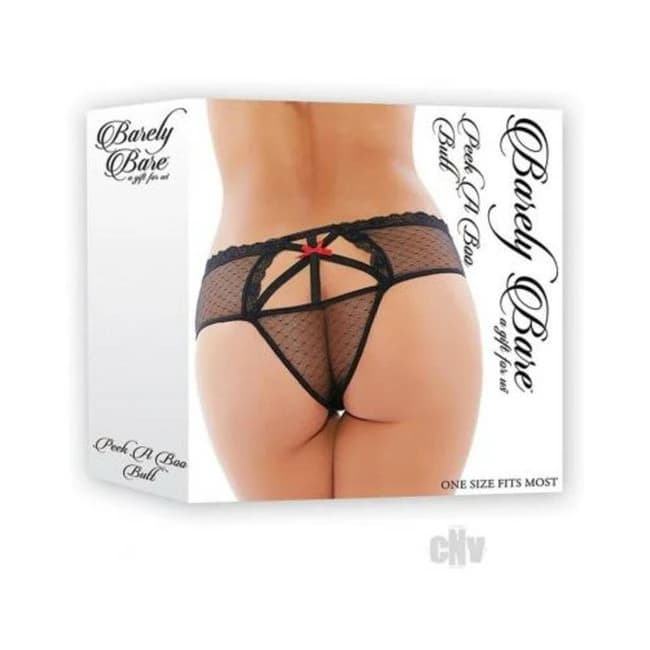 Barely Bare Peek-a-boo Butt Panty Black Os - Image 1