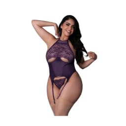 Basque & Split Panty Plum, image 3