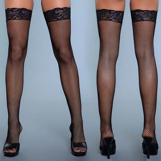 Bewicked Kiss Goodnight Thigh Highs-black O/s - Image 1