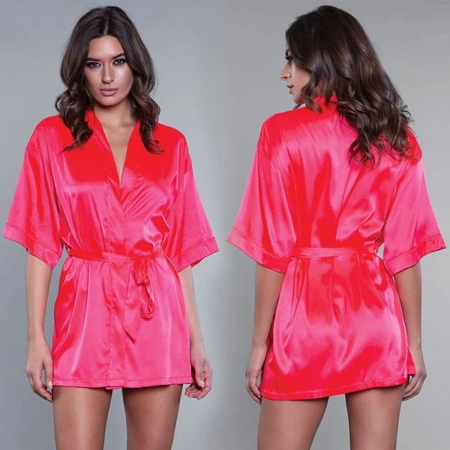 Bewicked Satin Robe-hot Pink X-large - Image 1