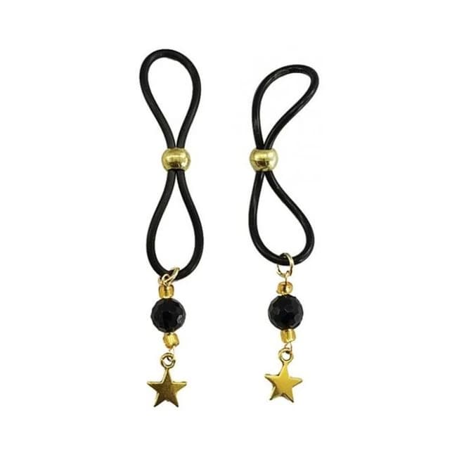 Bijoux De Nip Nipple Halos W/gold Stars - Black - Image 1