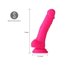 Billee 7 Realistic Silicone Dong Neon Pink " - Image 3