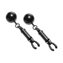 Black Bomber Nipple Clamps Ball Weights, image 1