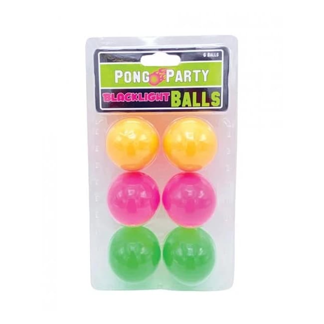 Black Light Pong Balls - Asst. Colors Pack of 6 - Image 1