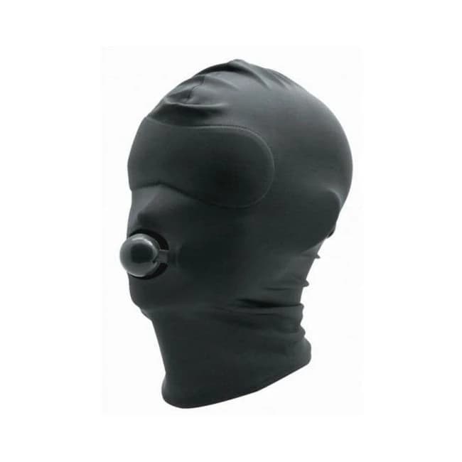 Black Spandex Hood with Silicone Ball Gag - Image 1