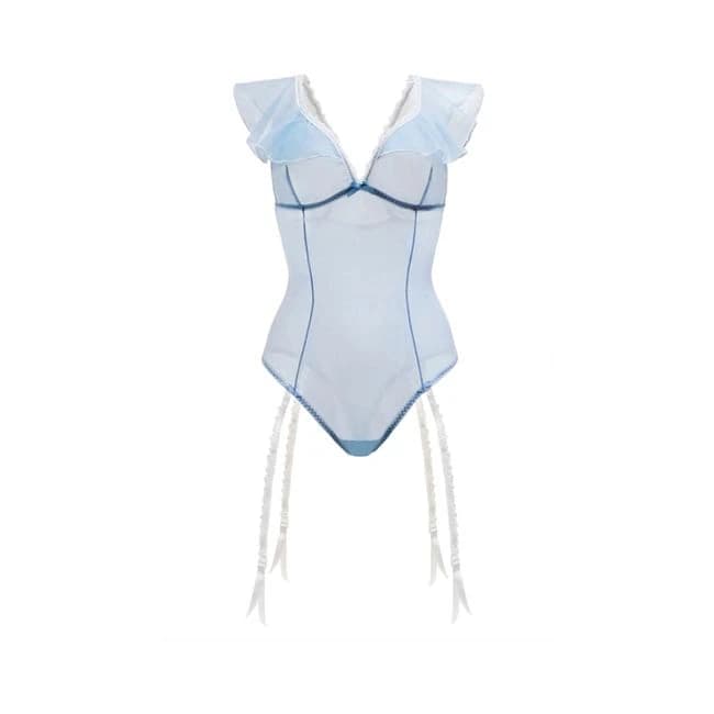 Blue Daiquiri Ruffled Teddy Garter 3x/4x - Image 1