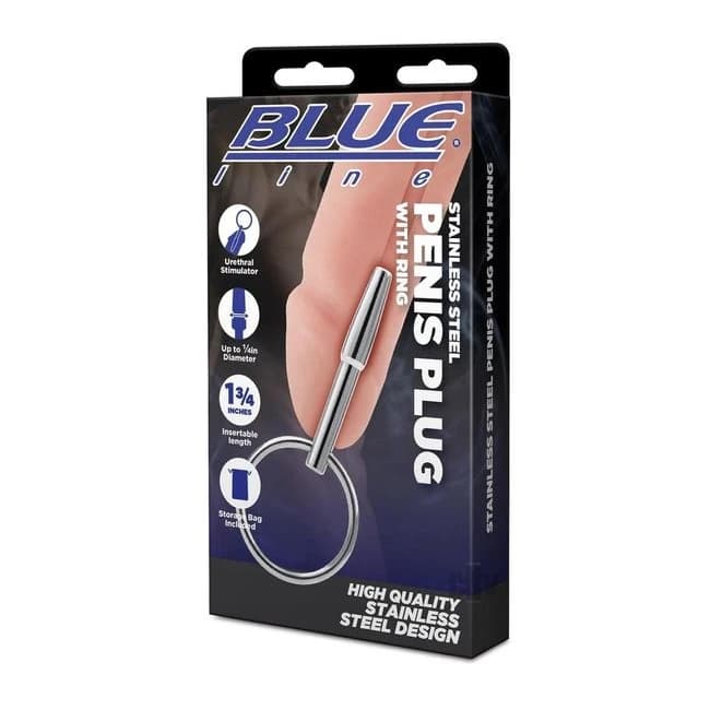 Blueline Steel Penis Plug W/ring - Image 1