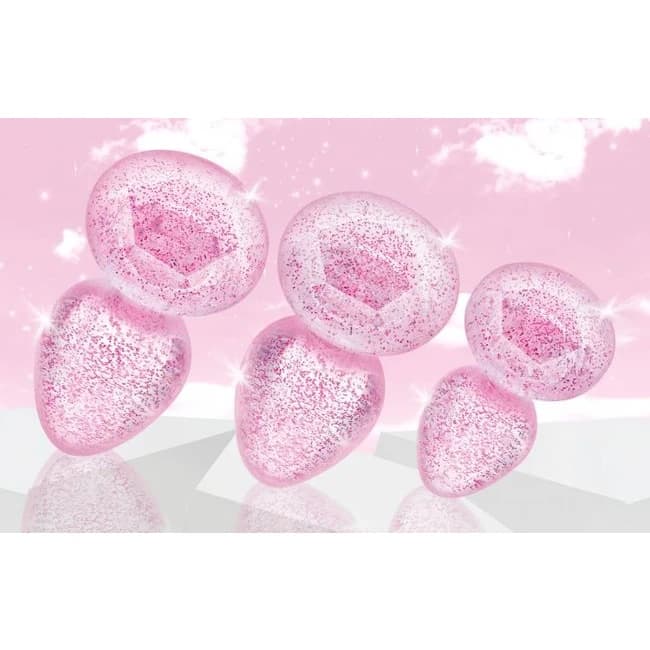 Booty Sparks Glitter Gem Anal Plug Set Pink - Image 1